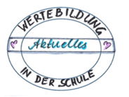 Grafik: © Karin Herzum; Schriftzug außen: "Wertebildung in der Schule"; Schriftzug innen: "Aktuelles"